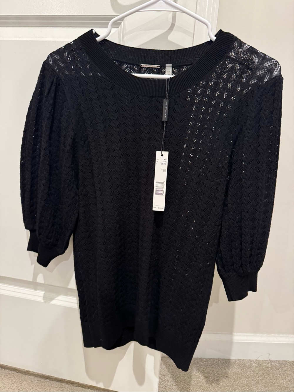 Black Knit Short-Sleeve Top